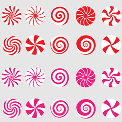 Peppermint Candy icon vector set. Sweet illustration sign collection. Candy symbol. Dessert logo.