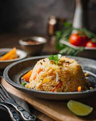 Fried rice ,thai food, photography close up shot in studio 