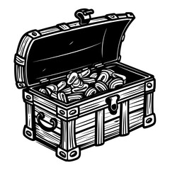 Hand Drawan of Vintage Treasure Chest. SVG Vector