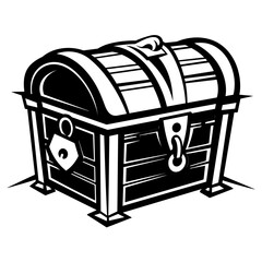 Hand Drawan of Vintage Treasure Chest. SVG Vector