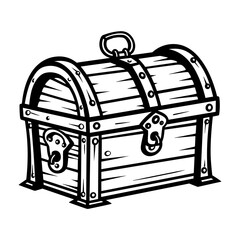 Hand Drawan of Vintage Treasure Chest. SVG Vector