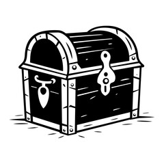 Hand Drawan of Vintage Treasure Chest. SVG Vector