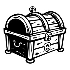 Hand Drawan of Vintage Treasure Chest. SVG Vector