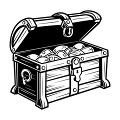 Hand Drawan of Vintage Treasure Chest. SVG Vector