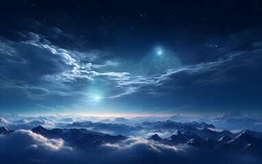 Dreamy Night Sky Over the Majestic Mountains