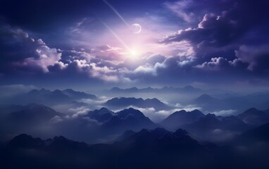 Dreamy Night Sky Over the Majestic Mountains