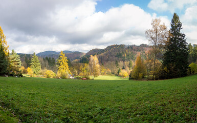 autumn landscape in the mountains - 679556209