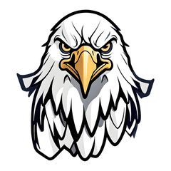 eagle head isolated  on transparent background , PNG file , eagle cartoon clipart , eagle logo and branding , eagle head element , mascot design 