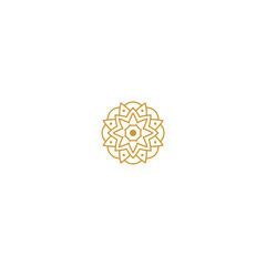 set of gold colored mandala elements flower