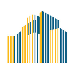 A capital city building construction with colorful lines