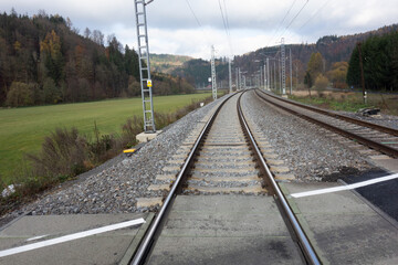 railway tracks in the countryside - 679556888