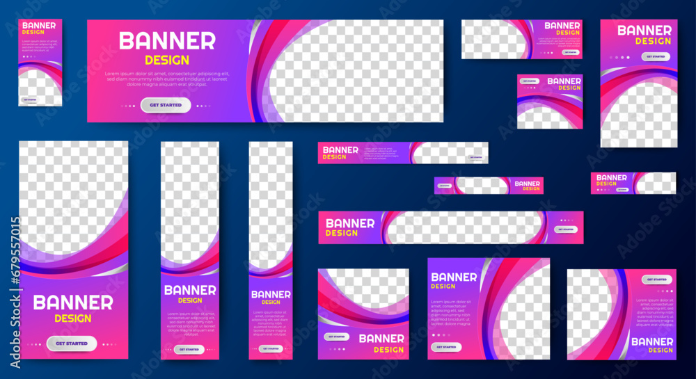 Aufkleber set of promotion kit banner template design with modern and minimalist concept user for web page, ad
