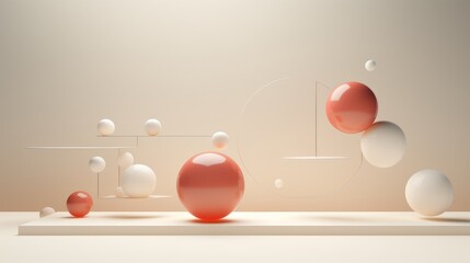  Floating spheres 3d rendering empty space for product show