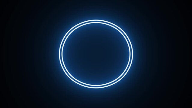 Glowing power button icon neon animation. Neon light power button turning on and off ,looping animation on the black screen. Abstract screensaver, live wallpaper, loop background on black.