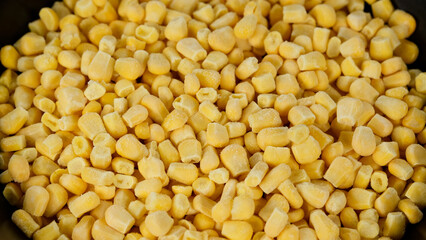 Frozen canned corn in plate