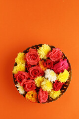 rose flower, marigold flower, wedding flower or used for decorations in India for any festival