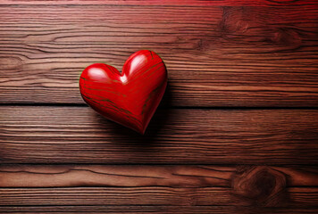  red heart on wooden background