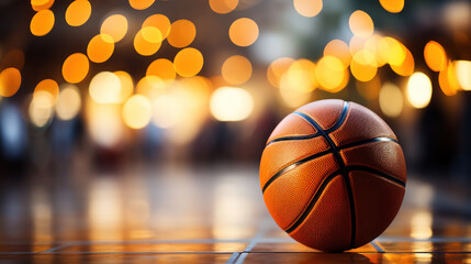 Basketball highlighted with a blurred bokeh background.