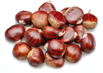 Edible sweet chestnuts isolated on white background.