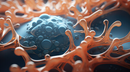 3d render illustration style, macro view texture of Tcells grid. Abstract background of cells and structure. - obrazy, fototapety, plakaty