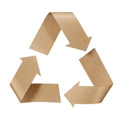 Craft cardboard recycling symbol shape or Save planet, eco, recycling concept. 