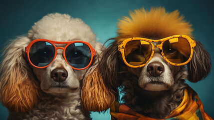 Poodle wearing sunglasses.
