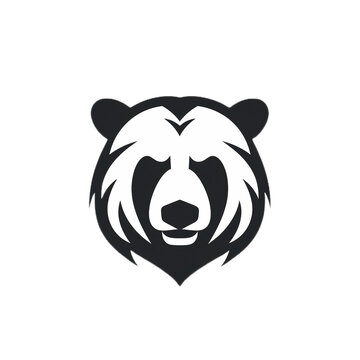 vector symbol logo head bear beast black and white color graphics isolated background for printing
