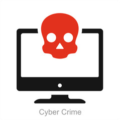 Cyber Crime and online crime icon concept