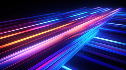 Fototapeta premium Technology abstract background. Digital line dot and colorful bokeh. Graphic design. Generative ai.