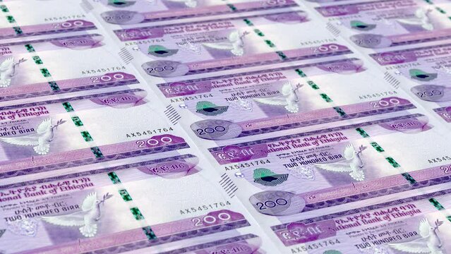 Ethiopia Ethiopian Birr 200 Banknotes Money Printing House, Printing Two Hundred Ethiopian Birr, Printing Press Machine Print out Ethiopian Birr, Being printed by currency press machine 200
