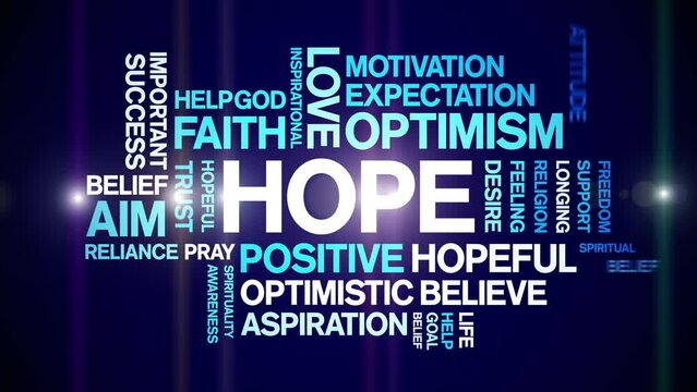 Hope animated tag word cloud;text design animation kinetic typography seamless loop.
