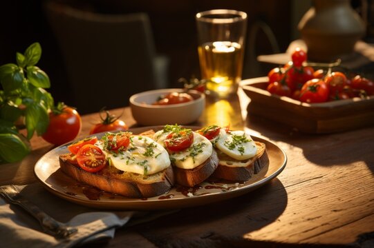 Mozza and tomatoes toast