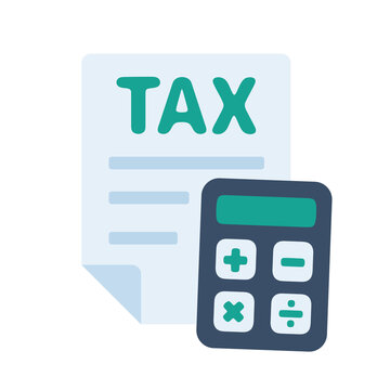 Tax document icon with calculator for calculating taxes