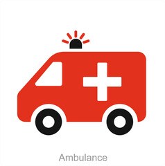 Ambulance and hospital icon concept