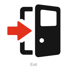 Exit and exit door icon concept