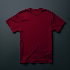 Burgundy T-shirt Mockup, Front view, Dark Blue background, Template for graphic design