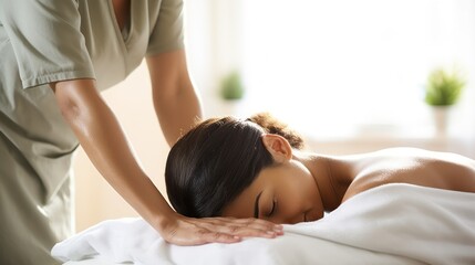 Obraz na płótnie Canvas Body care. Spa body massage treatment. The therapist offers guests a soothing massage that relaxes tense muscles for comfort and relaxation