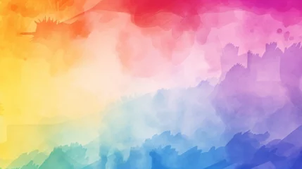 Foto op Canvas Watercolor rainbow flag brush style background. LGBT © UsamaR