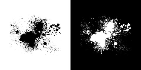 black and white splashes Abstract black Ink splash background, grunge vector design template - paint brush