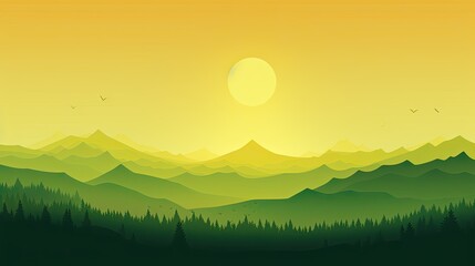 Nature illustration sunset landscape atmosphere. Environment theme.