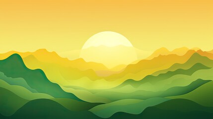 Nature illustration sunset landscape atmosphere. Environment theme.