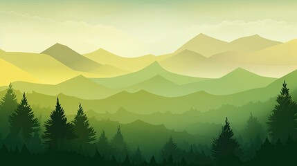 Naklejka premium Nature illustration sunset landscape atmosphere. Environment theme.