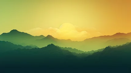  Nature illustration sunset landscape atmosphere. Environment theme. © Xabrina