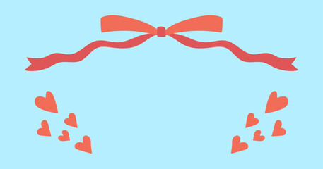 リボンとハートのフレーム　テキストスペース