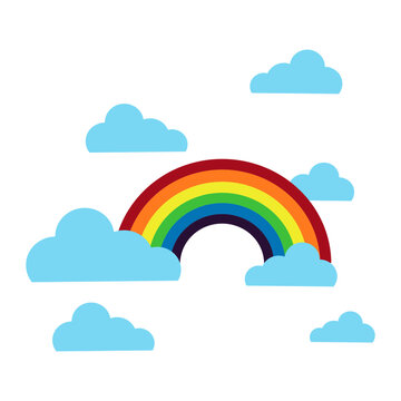 rainbow with cloud vector art