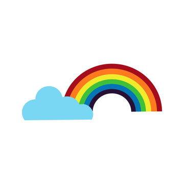 rainbow with cloud vector art
