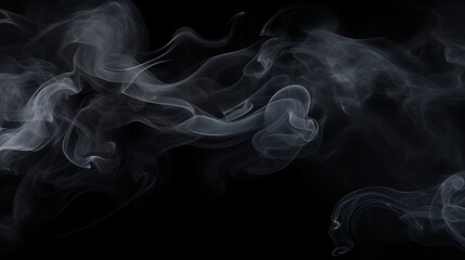 Abstract white smoke on black background.
