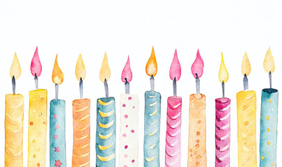 Birthday candles watercolor effect with text space