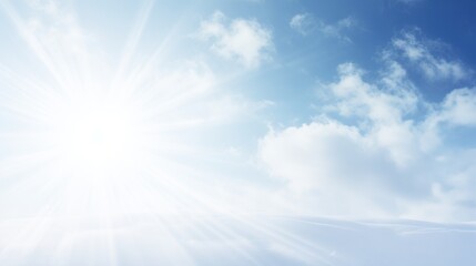 Naklejka na ściany i meble Brilliant winter sun piercing through blue skies over pristine snow