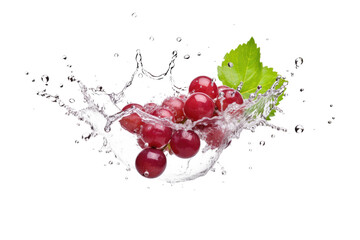dark red grapes with splashing water isolated on white or transparent png 
